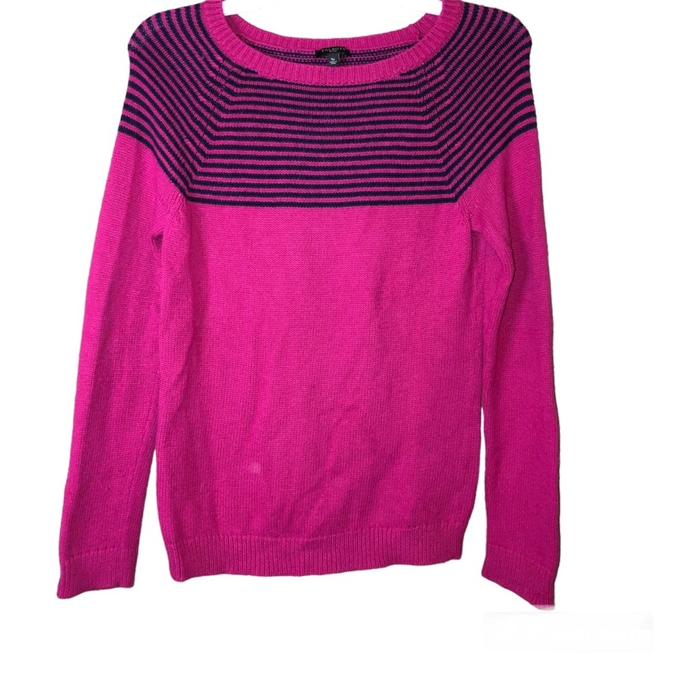 Talbots Stripe Lambs wool Sweater Pink‎ Blue Small petite